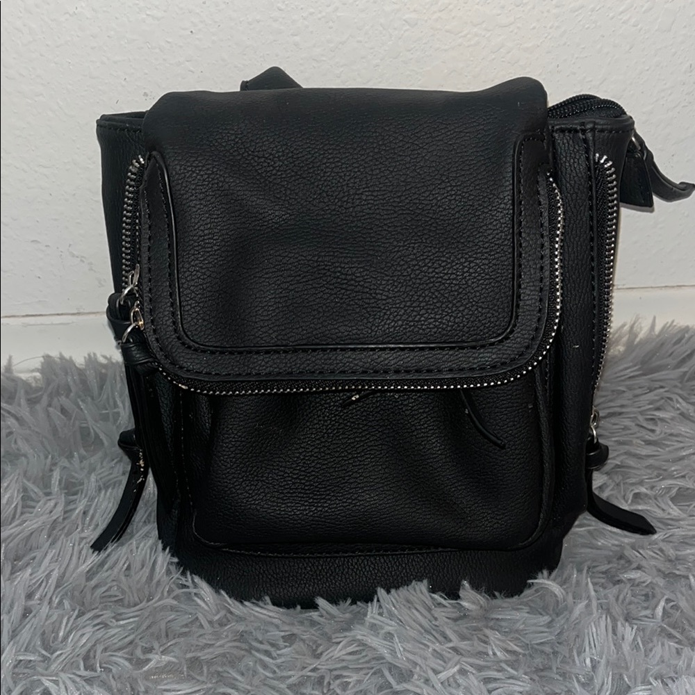 Black Leather Backpack